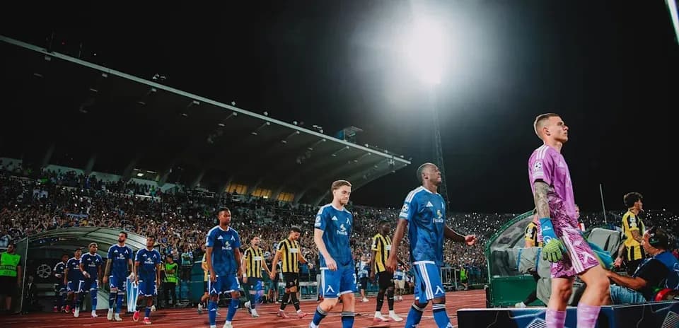 Levski Sofia players entering the pitch before match
