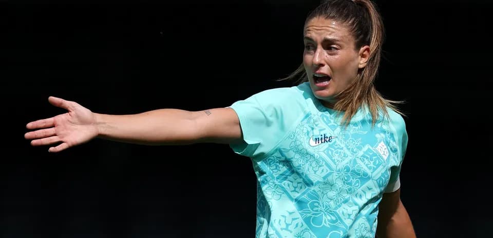 Player gesturing during training session on field