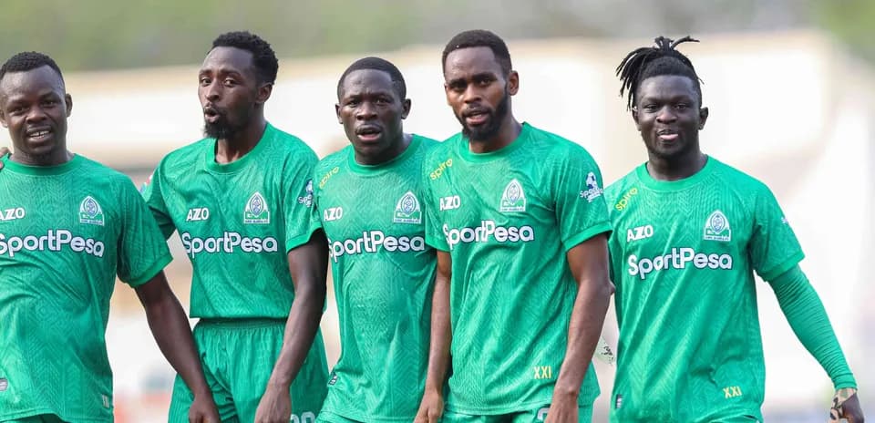 GOR Mahia players in green jerseys during warm-up