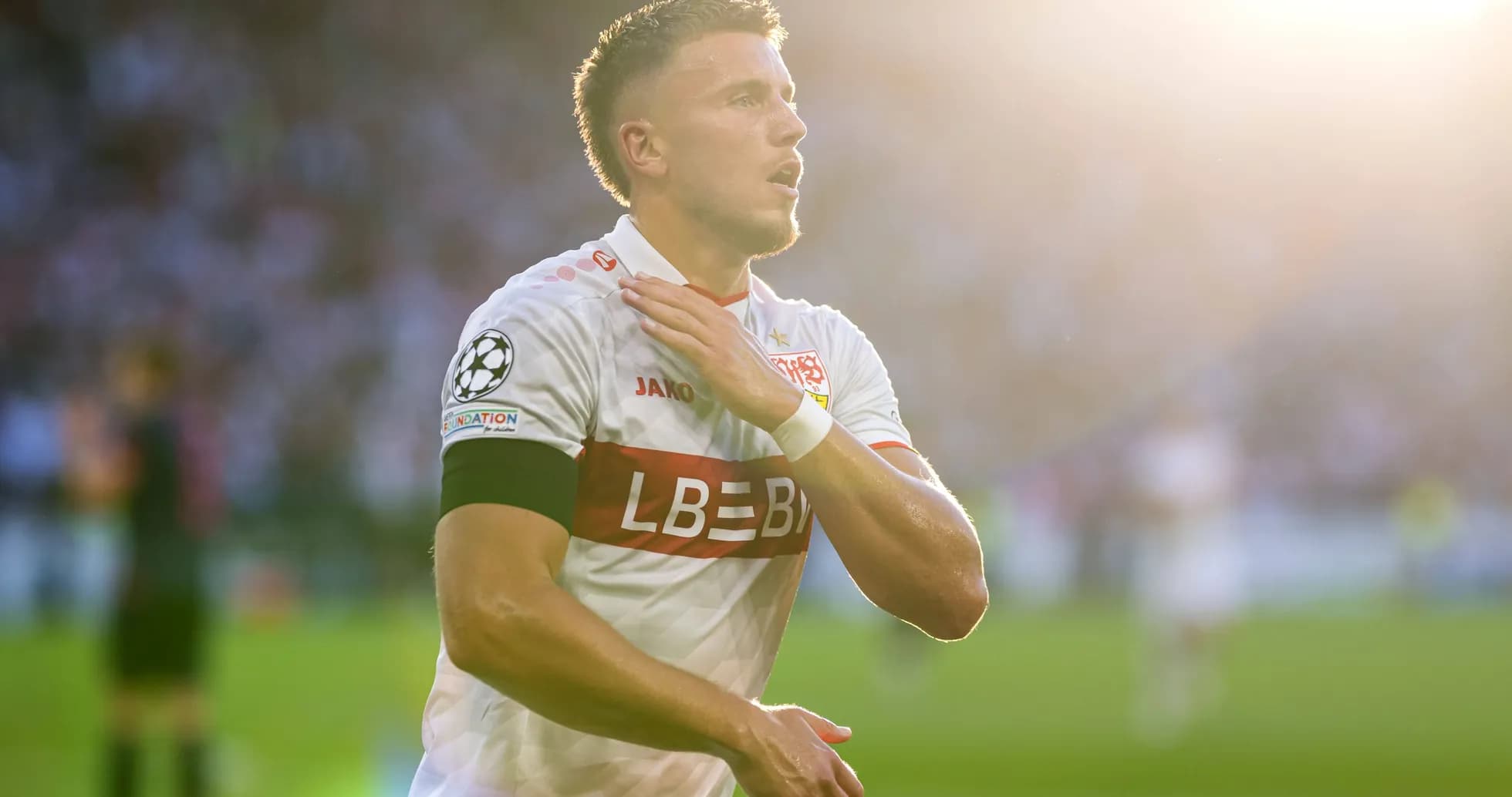 Player celebrating during a Champions League match