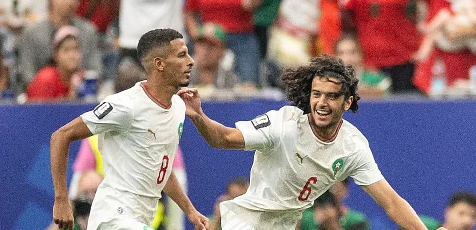 Moroccan players celebrating during a match