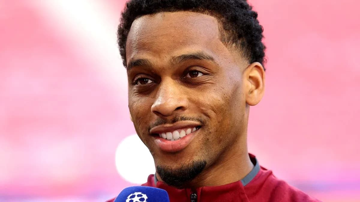 Player speaking into microphone during interview