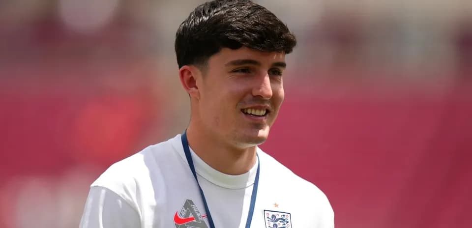 Player wearing England kit during warm-up session