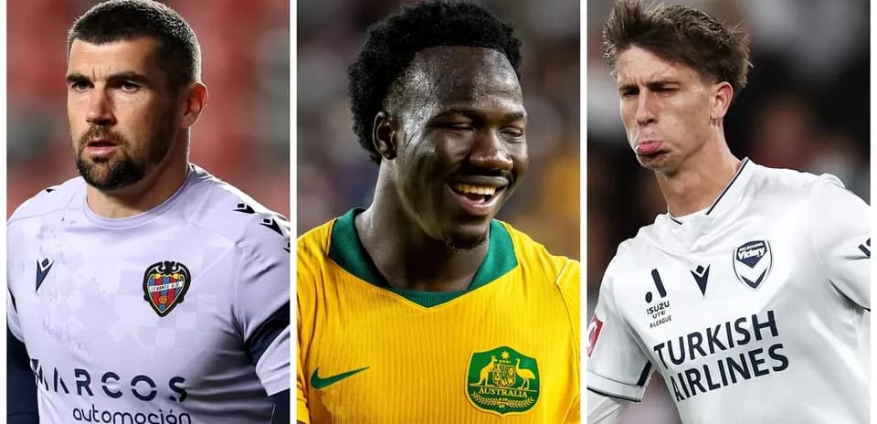 Three football players in different kits during match