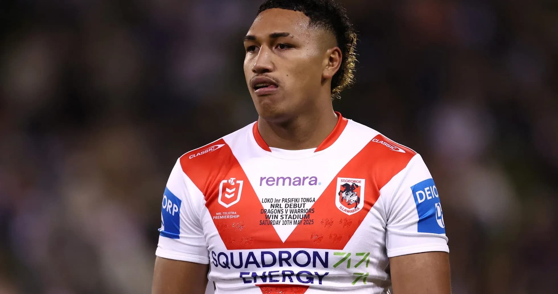 Player wearing St George Illawarra Dragons jersey
