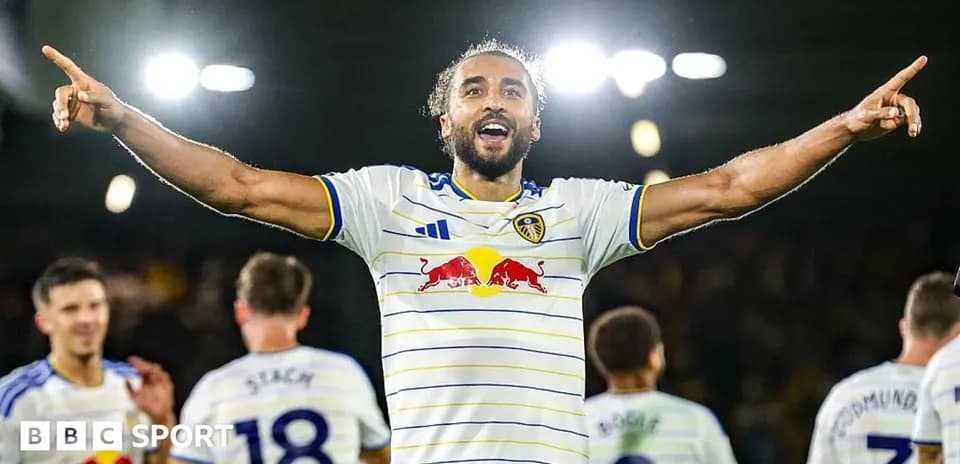 Player celebrating a goal for Leeds United