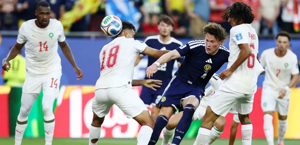 Players competing for the ball during match action