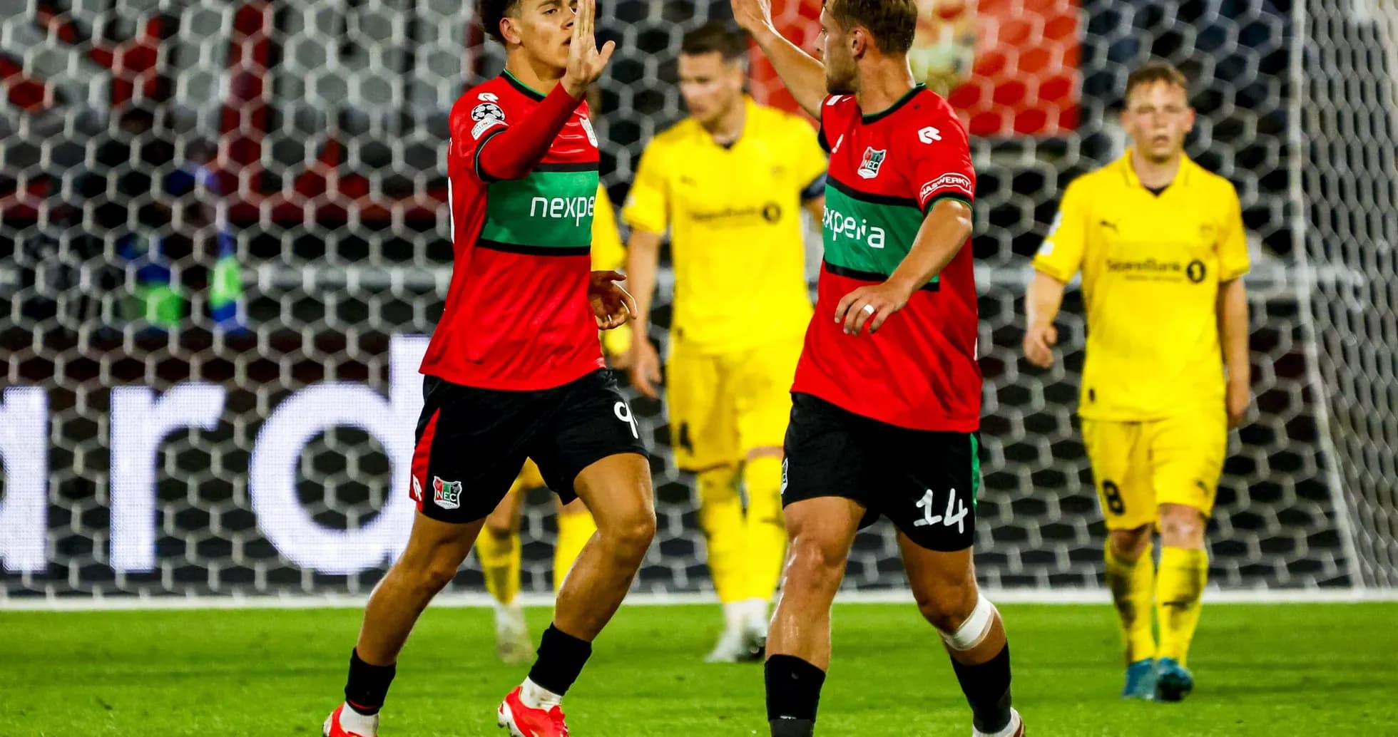 NEC Nijmegen players celebrating a goal