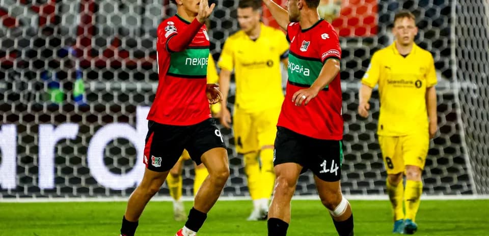 NEC Nijmegen players celebrating a goal