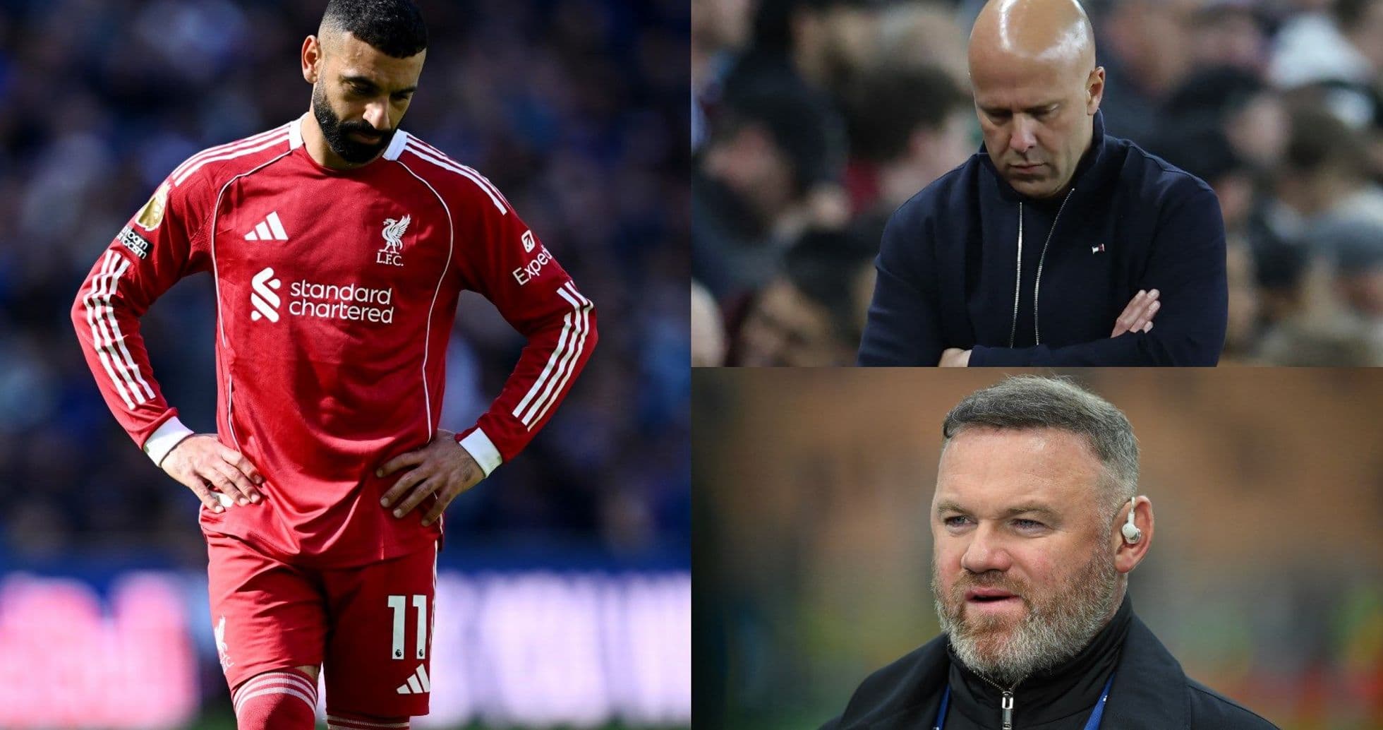 Liverpool player looking down, coaches observing match