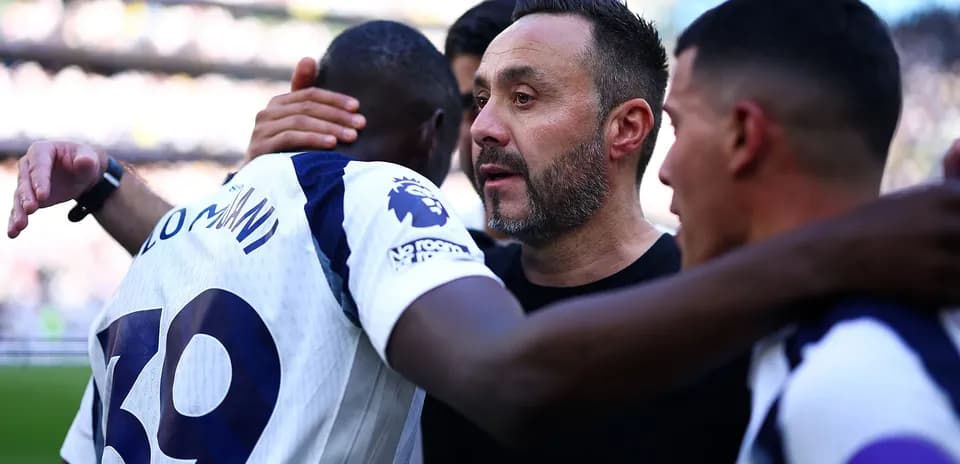 Tottenham players celebrating after Premier League match