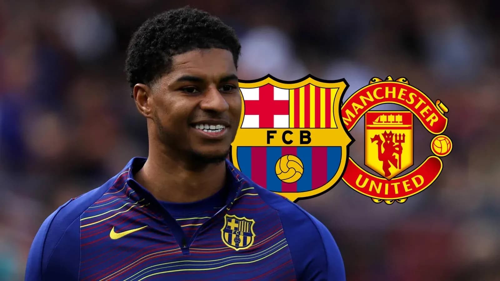 Player in Barcelona kit with club logos
