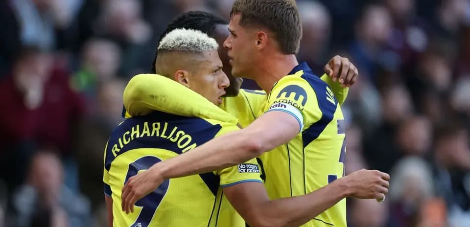 Tottenham players celebrating a goal during match