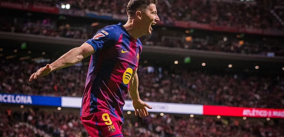 Player celebrating goal during Atletico Madrid vs Barcelona