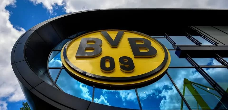 Borussia Dortmund logo on building facade