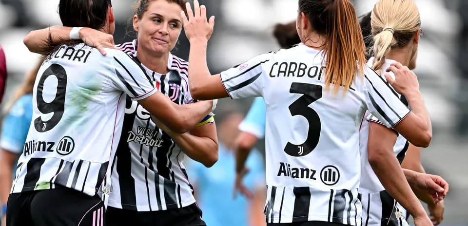 Juventus Women celebrating a goal during match