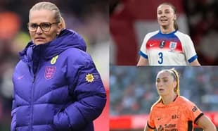 England women's football coach and two players