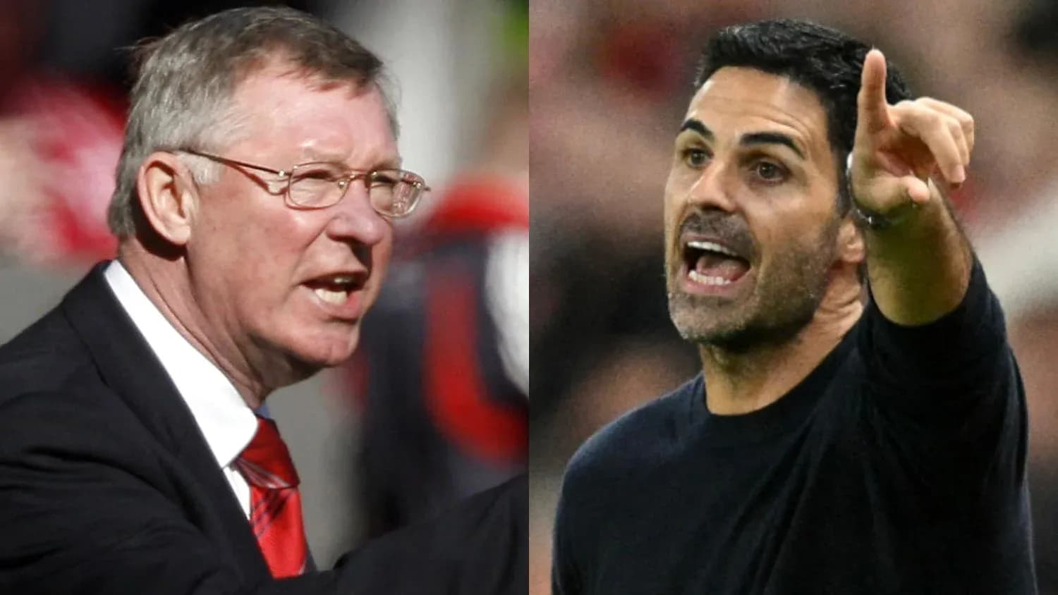 Two football managers giving instructions during match