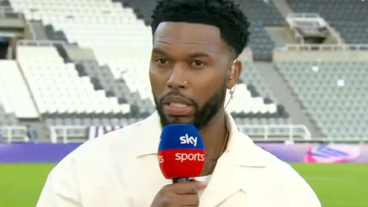 Presenter speaking during a sports broadcast at stadium