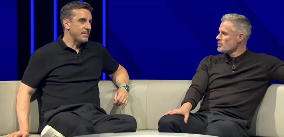 Two pundits discussing on a television set