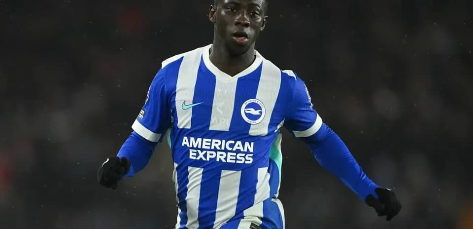 Player celebrating during match in Brighton kit