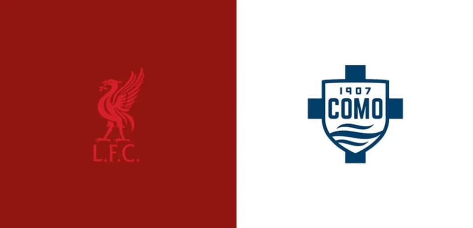 Logos of Liverpool FC and Como 1907 side by side