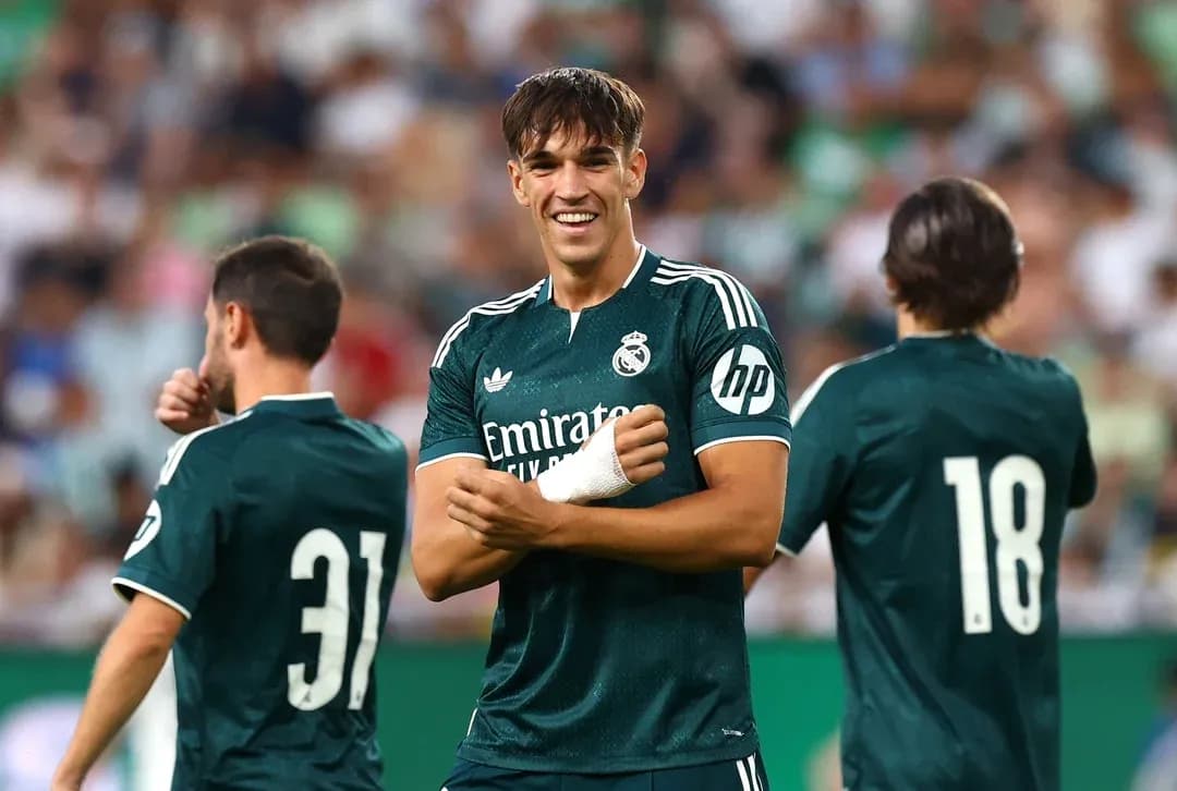 Real Madrid players celebrating during a match