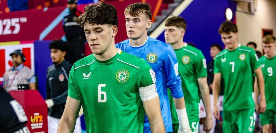 Irish U17 team entering the field before match