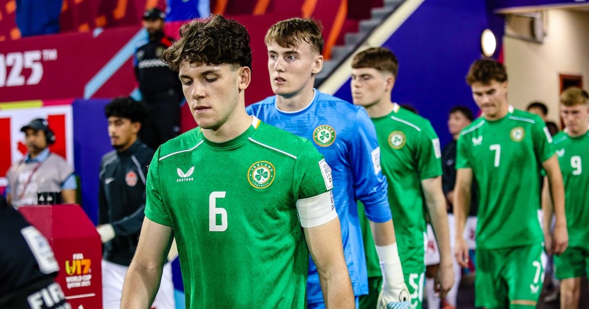Irish U17 team entering the field before match