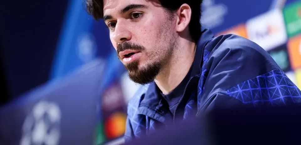 Player speaking at UEFA Champions League press conference