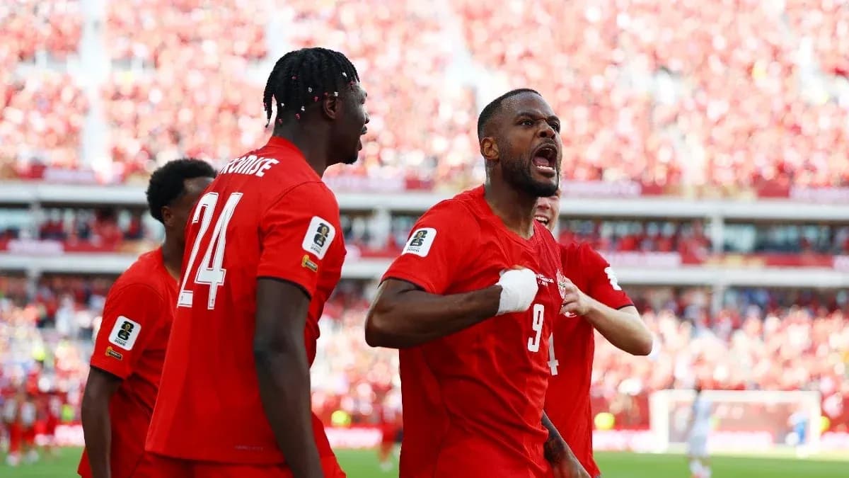 Canada players celebrating during World Cup qualifier