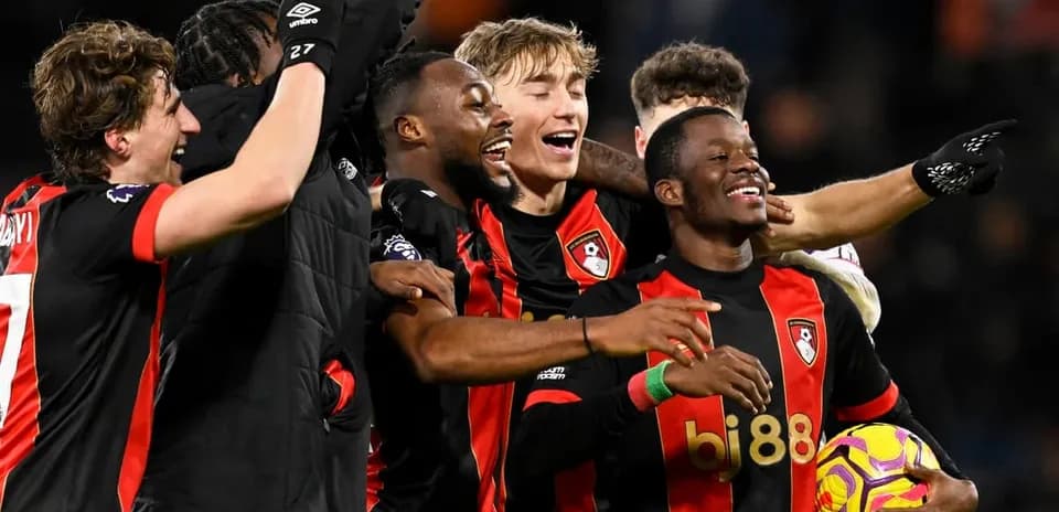 Bournemouth players celebrating a goal during match