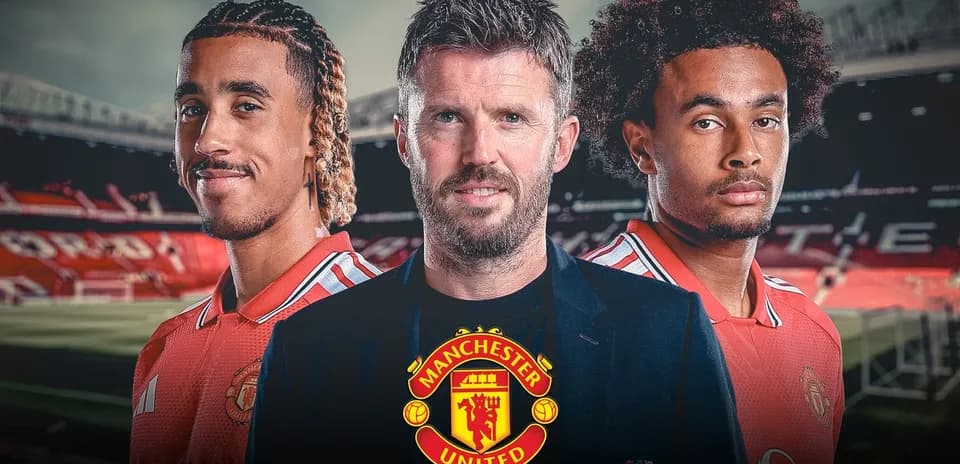 Three Manchester United figures in stadium setting