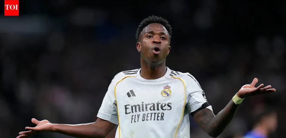 Vinicius Jr. gesturing during a match for Real Madrid