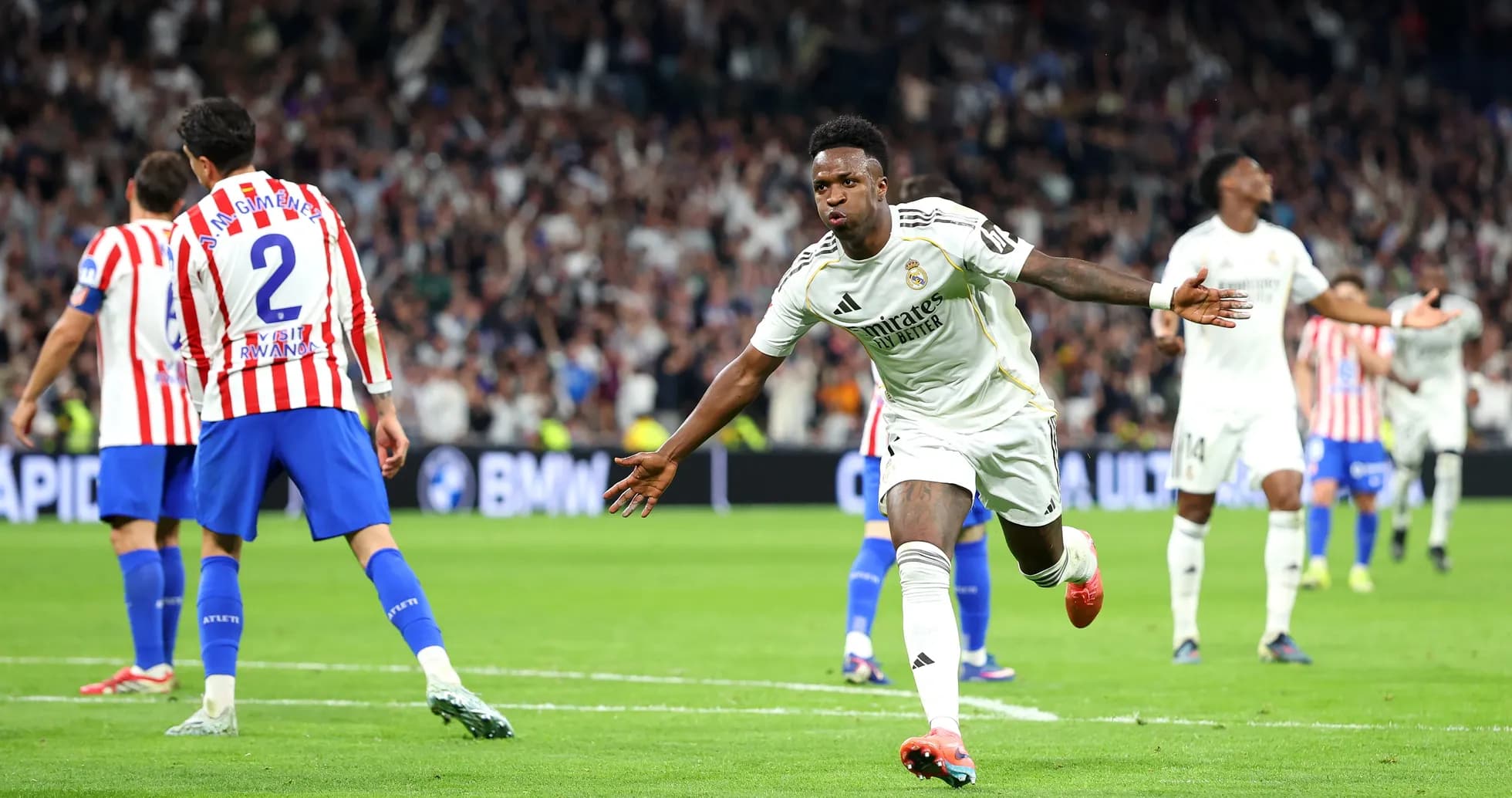 Vinicius Jr celebrating goal during Madrid derby