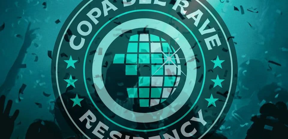 Copa del Rave logo with confetti background