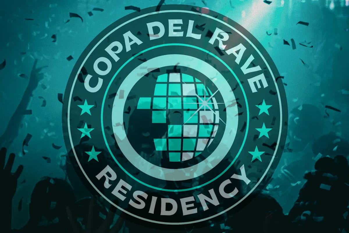 Copa del Rave logo with confetti background