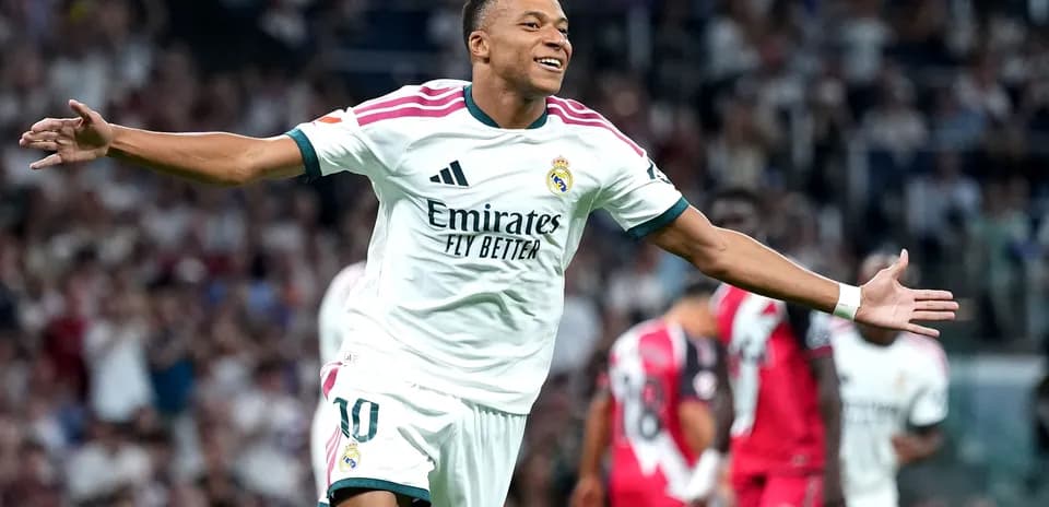 Player celebrating goal during match for Real Madrid