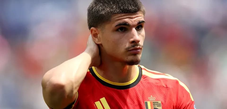 Player in Belgium kit during match warm-up