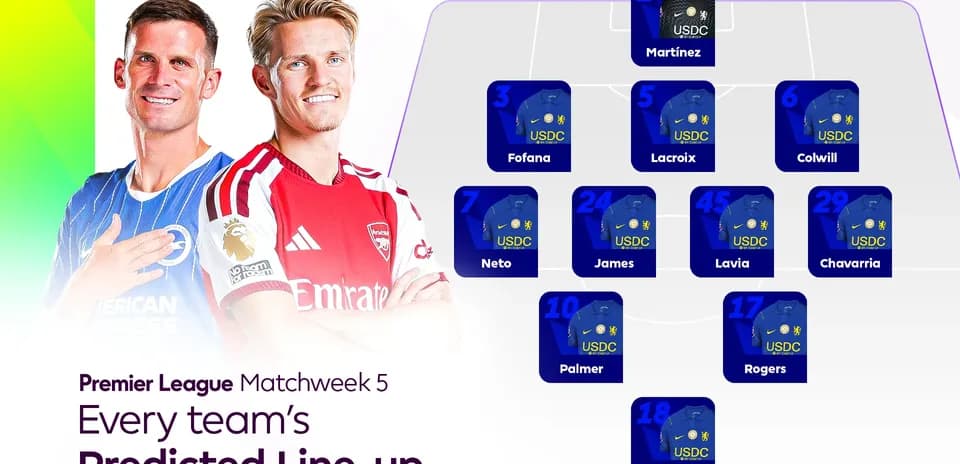 Predicted line-up for Premier League Matchweek 5