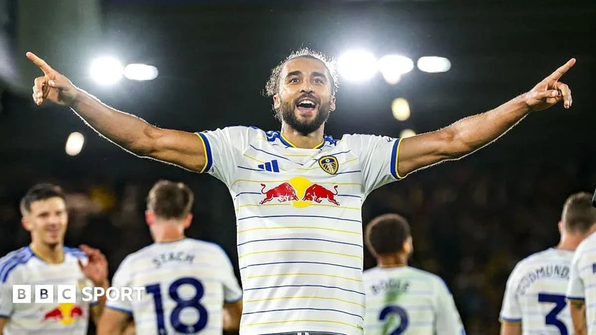 Player celebrating after scoring a goal for Leeds