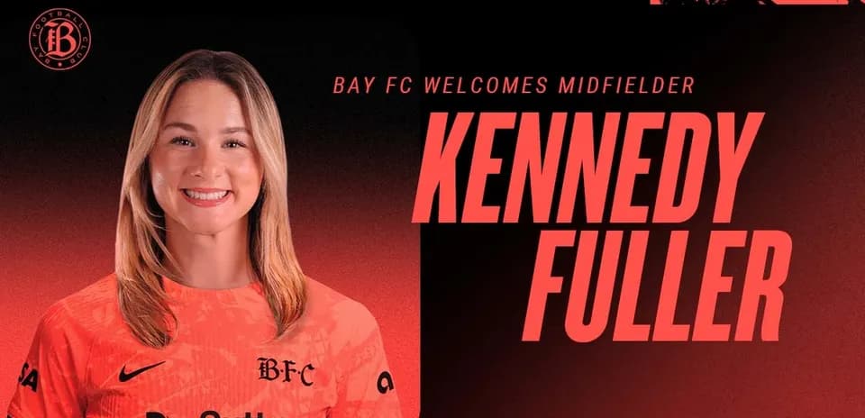 Kennedy Fuller posing in Bay FC jersey