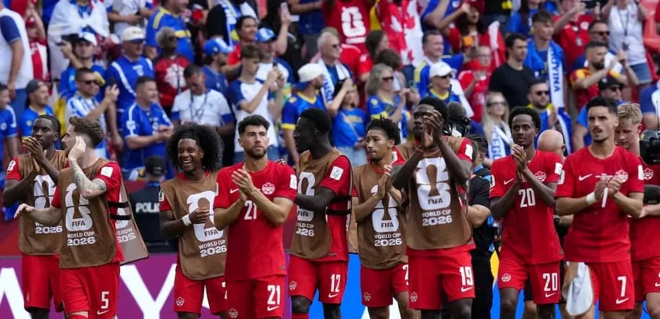 Canada players applauding fans after a match
