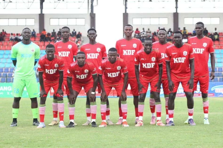 KDF football team posing for a team photo