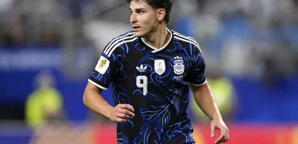 Player wearing Argentina jersey during match
