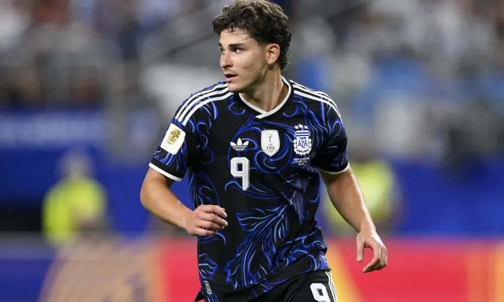 Player wearing Argentina jersey during match