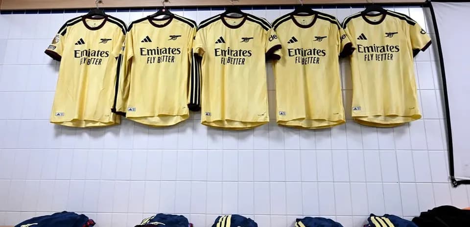 Arsenal jerseys hanging in locker room