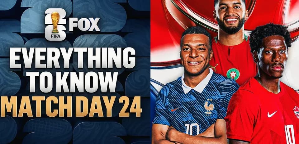 Three football players promoting Match Day 24 coverage