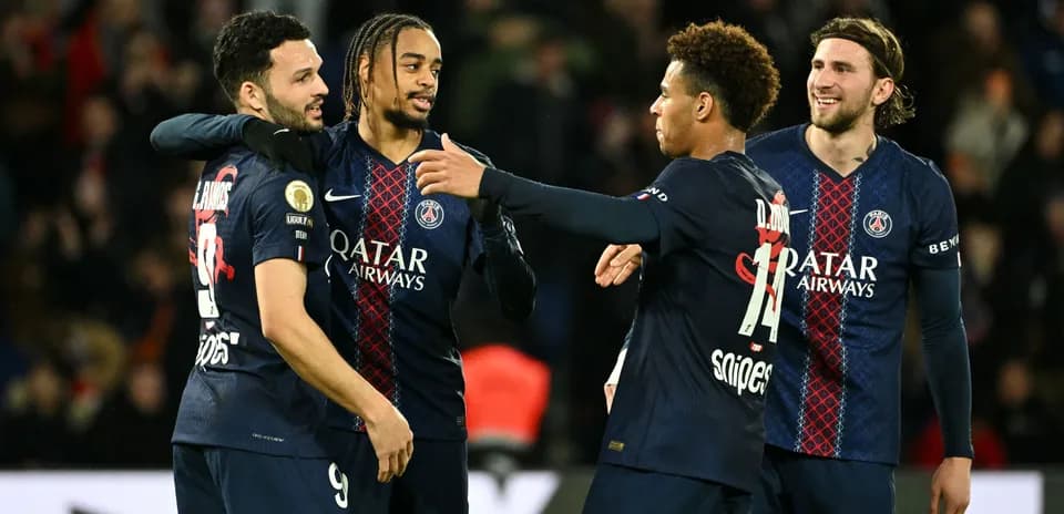 PSG players celebrating after scoring a goal
