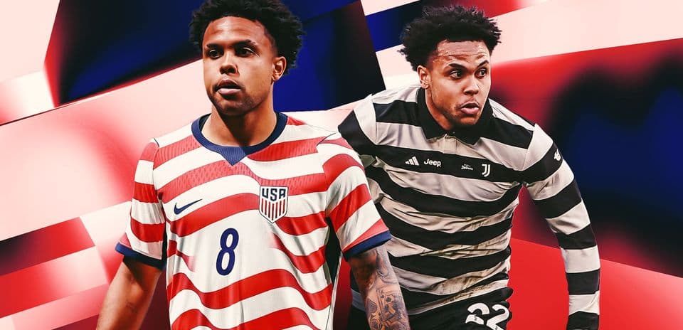 Player in USA and Juventus jerseys side by side